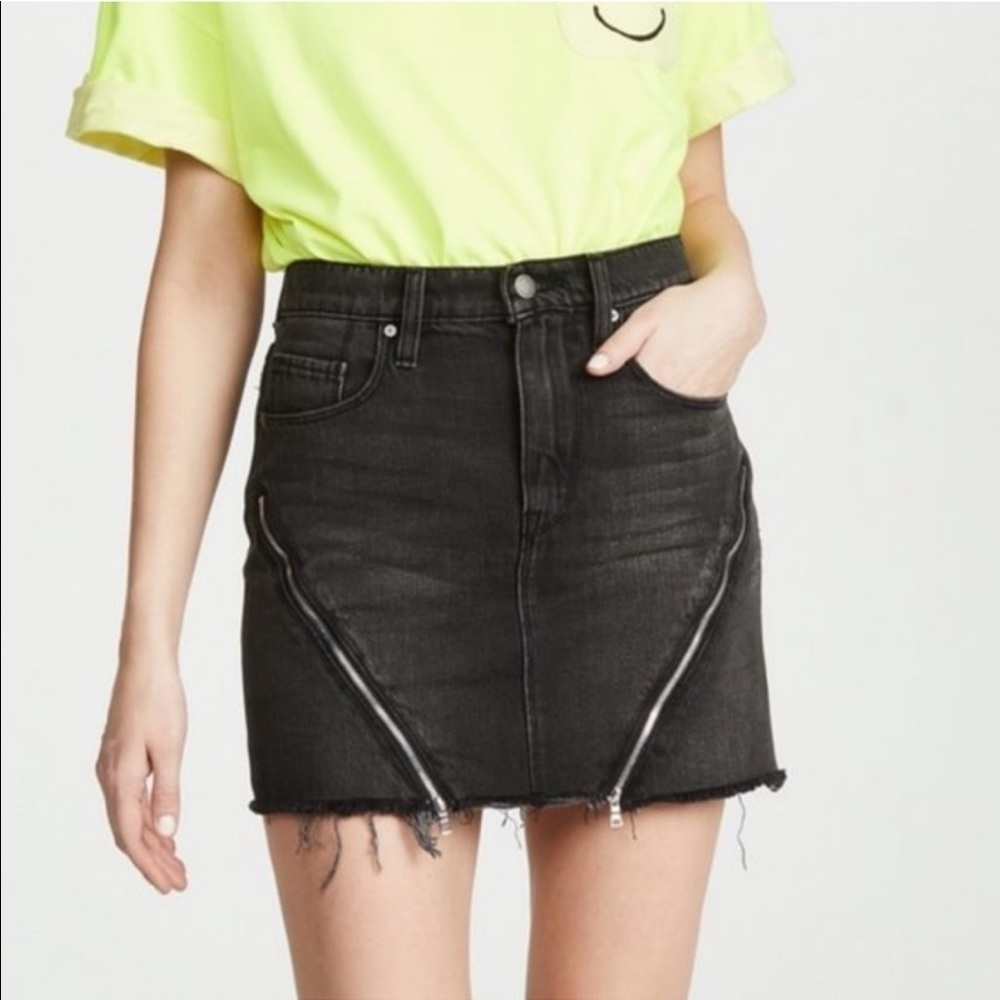 Hudson The Viper Multi Zip Mini Skirt in Void Faded Black Denim